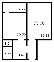 Однокомнатная квартира 55,86 м2
